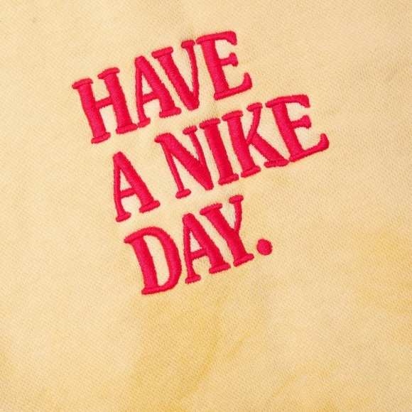 'Have a Nike Day' Embroidered French Terry Crewneck Cotton Washed Gold Sweater🌼 - Picture 6 of 7